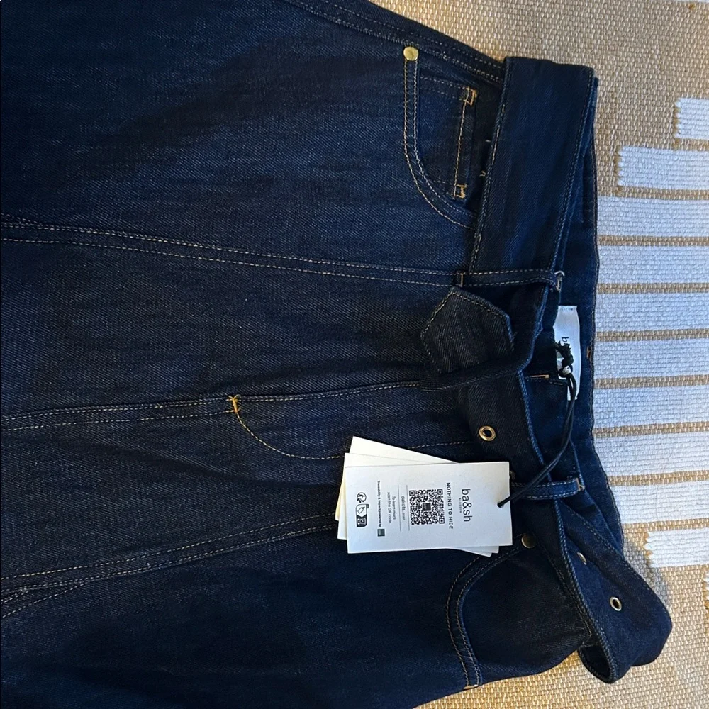 ba&sh Dark Blue A-Line Denim Skirt - Picture 2 of 4